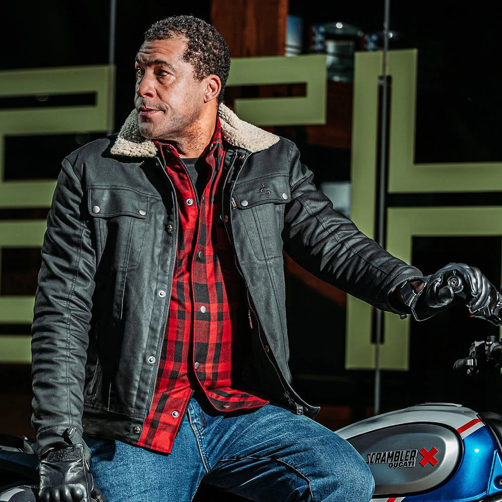 Spada Temper Trucker CE Motorcycle Jacket – Cordura Denim with Sherpa Lining