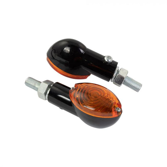Mini Cat Eye Indicators | Black Body &amp; Amber Lens