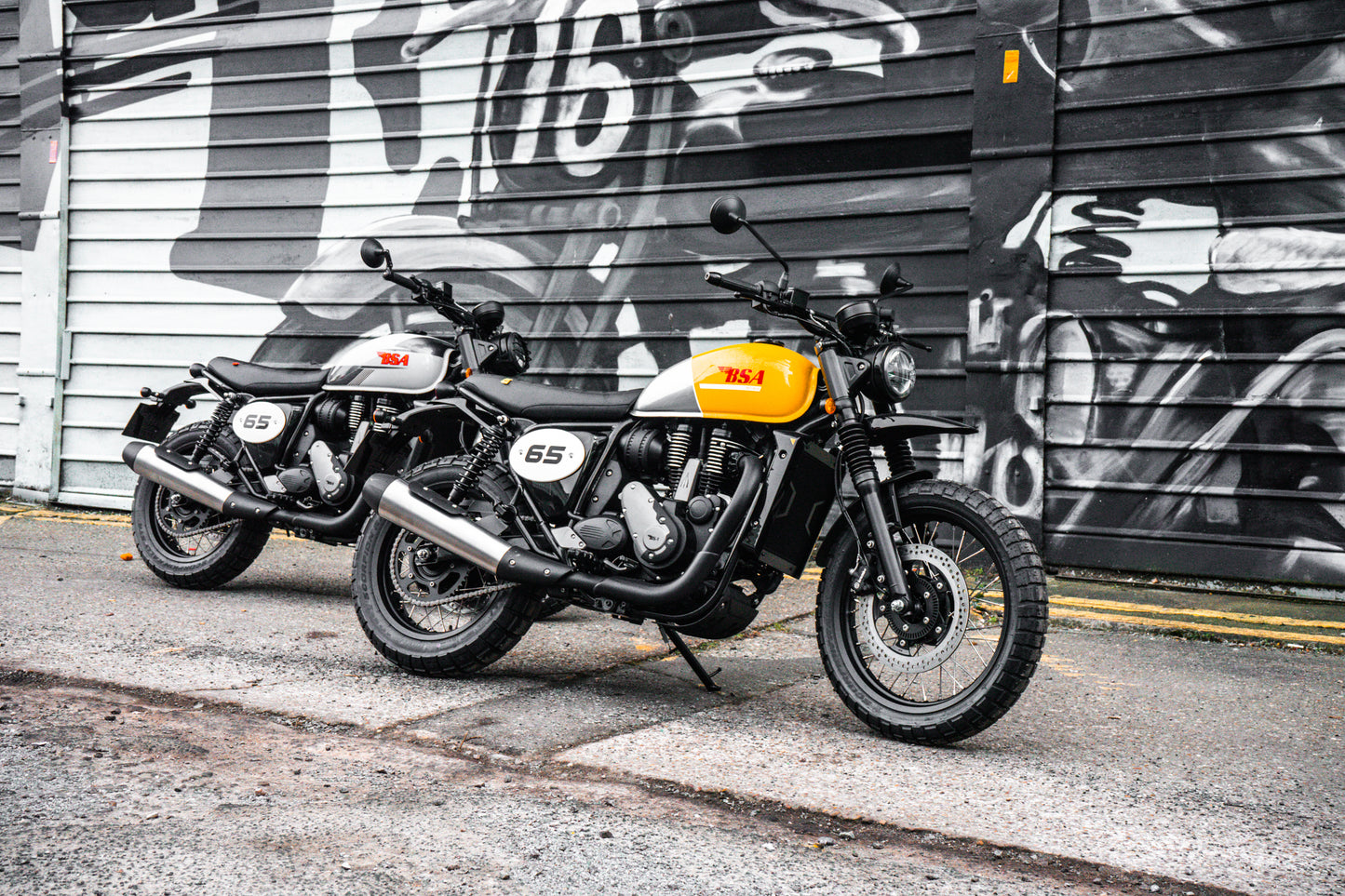 Pre-Order 2025 BSA B65 Scrambler in Yellow/Grey – Classic Style Meets Modern Adventure
